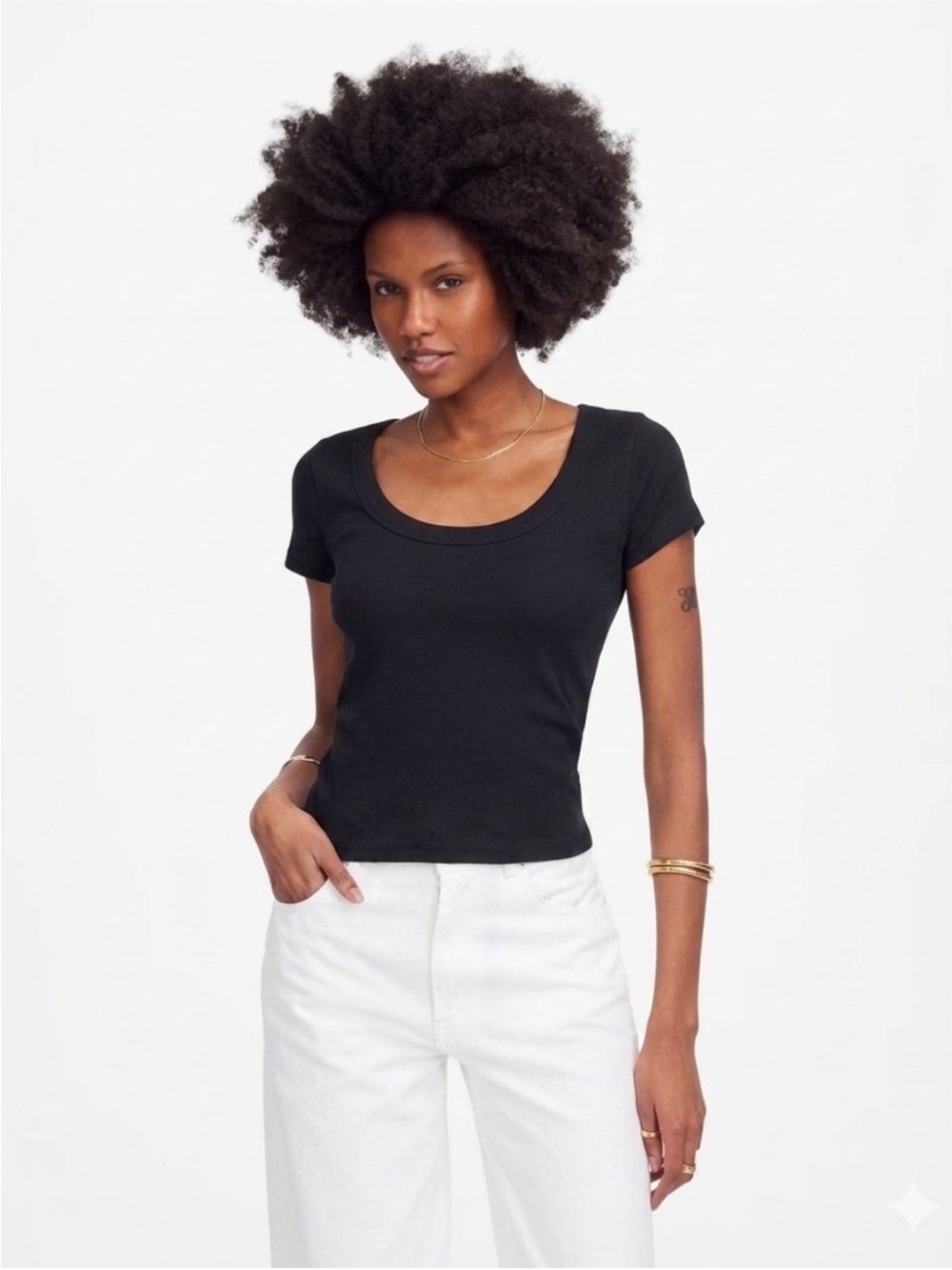 Madewell Black Scoop Neck Short Sleeve Tee